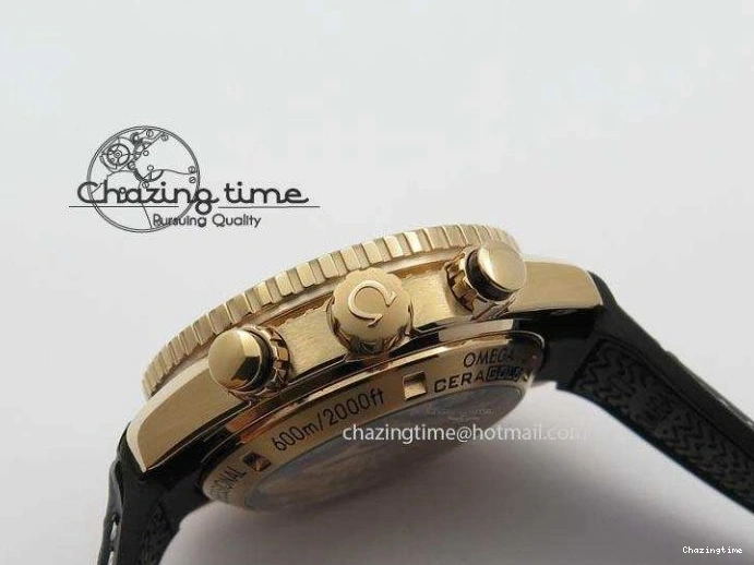 0215 Breathable Seamaster Professional Chrono RG Black Ceramic Black Dial On Black Gummy Strap A 8214